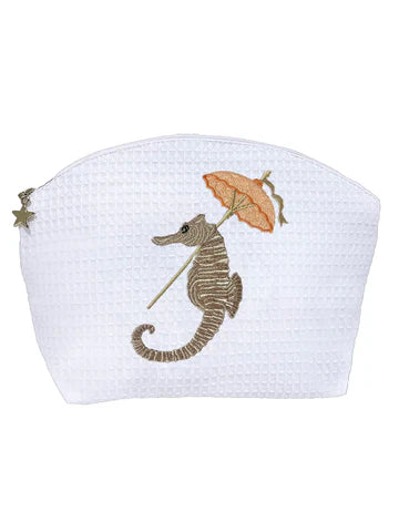 Cosmetic Bag (Medium), Embroidered Coastal