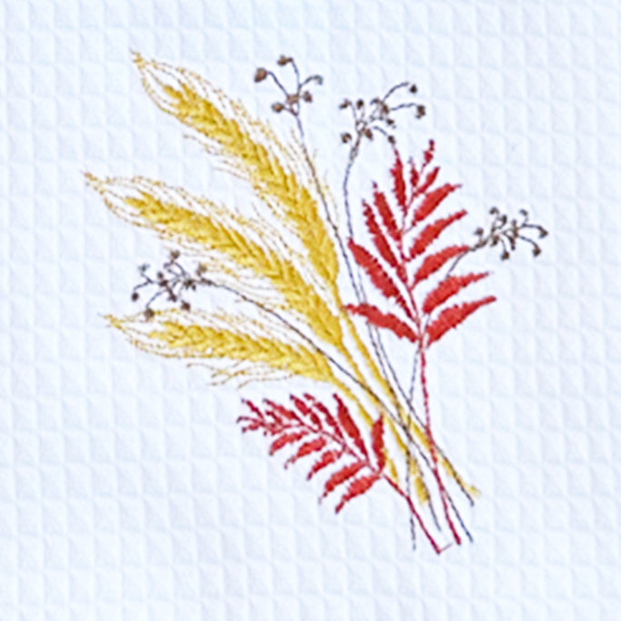 Guest Towel, Waffle Weave, Wheat Sheaf (Red, Gold)