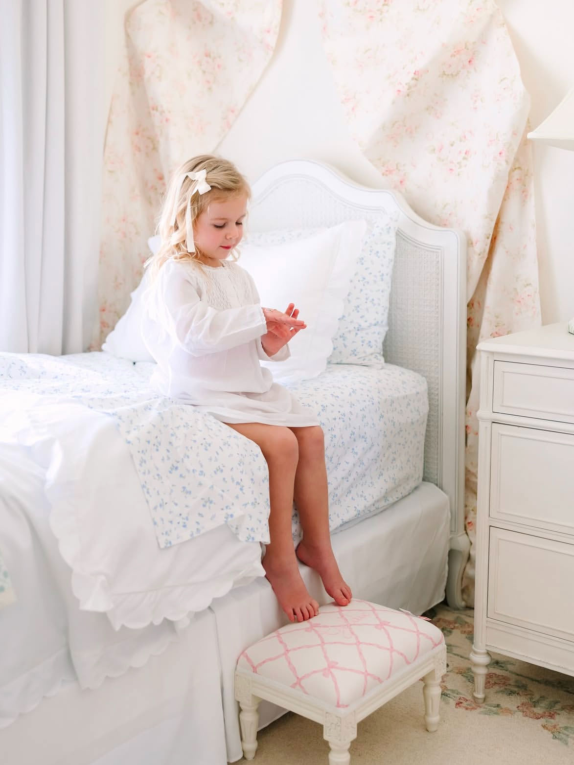 Sophia White Cotton Dress, Smocked