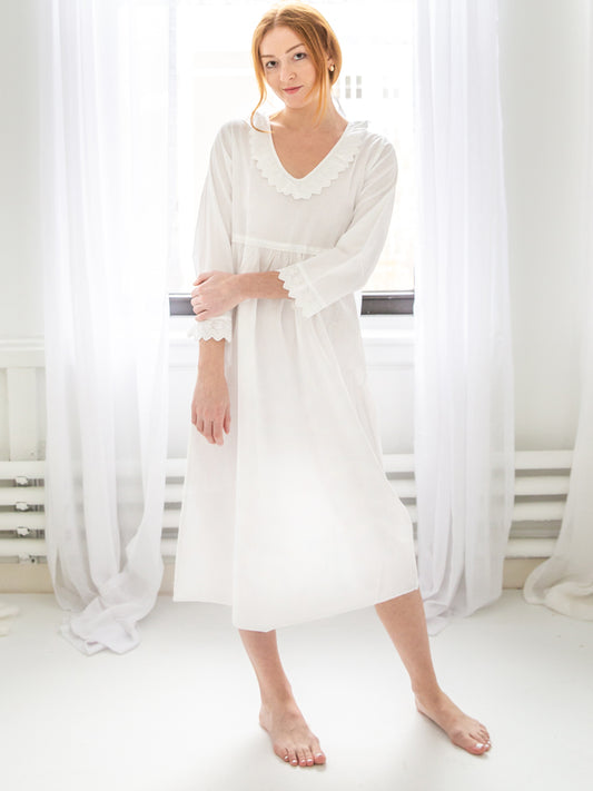 Stella White Cotton Nightgown