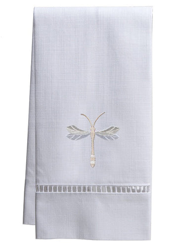 Guest Towel, White Linen/Cotton & Ladder Lace Embroidered