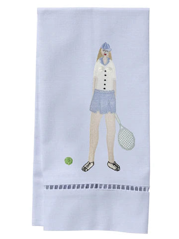Guest Towel, White Linen/Cotton & Ladder Lace Embroidered