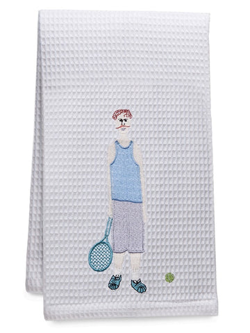 Guest Towel, Waffle Weave, Embroidered People