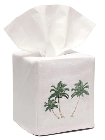 Tissue Box Cover, Embroidered Topiary