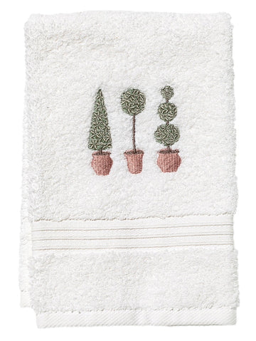Guest Towel, Terry, Embroidered Topiary