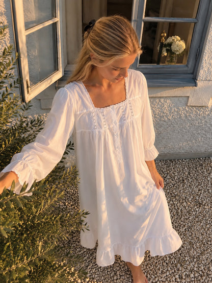 Tessa White Cotton Nightgown