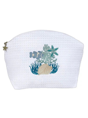 Cosmetic Bag (Medium), Embroidered Coastal