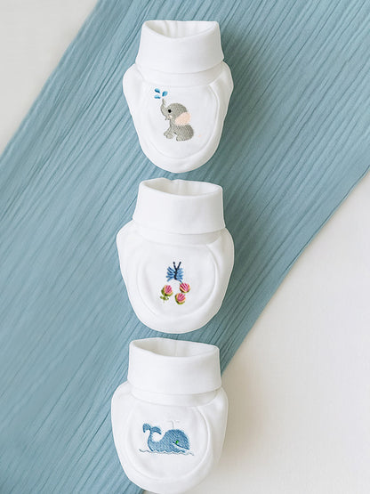 Baby Booties, Combed Cotton, Embroidered