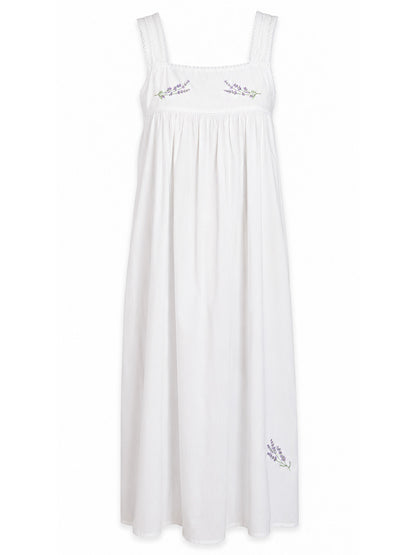 Violet White Cotton Nightgown