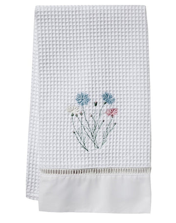 Guest Towel, Ladder Lace, Embroidered Botanical