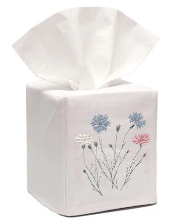 Tissue Box Cover, Embroidered Botanical