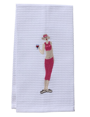 Guest Towel, Waffle Weave, Embroidered People