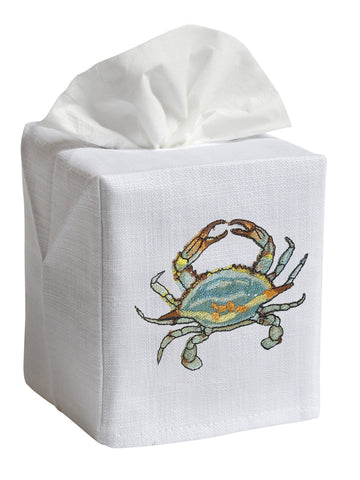 Tissue Box Cover, Embroidered Sea Life