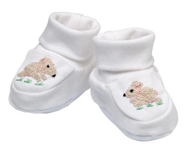Baby Booties, Combed Cotton, Embroidered