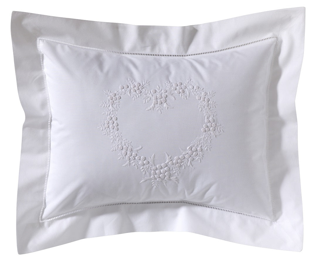 Boudoir Pillow Cover, Embroidered with Hem Stitch