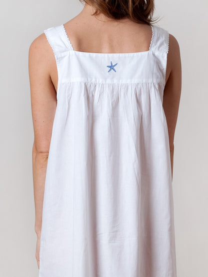 Starfish White Cotton Nightgown, Embroidered