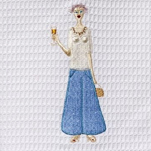 Guest Towel, Waffle Weave, Embroidered People