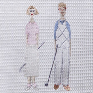 Guest Towel, Waffle Weave, Embroidered People