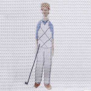 Guest Towel, Waffle Weave, Embroidered People