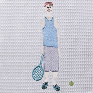 Guest Towel, Waffle Weave, Embroidered People