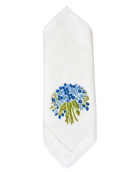 Dinner Napkin, Floral Bouquet (Blue), Set of 2