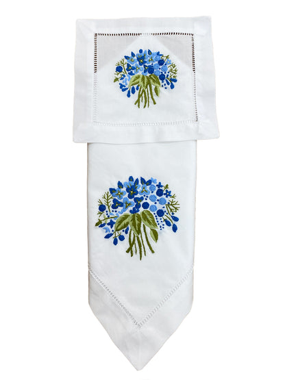 Dinner Napkin, Floral Bouquet (Blue), Set of 2