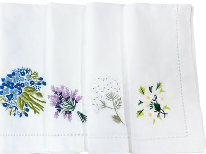 Dinner Napkin, Floral Bouquet (Blue), Set of 2