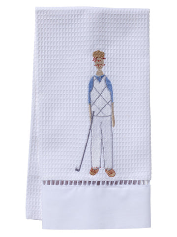 Guest Towel, Ladder Lace, Embroidered People