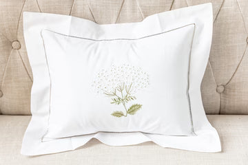 Boudoir Pillow Cover, Embroidered with Hem Stitch