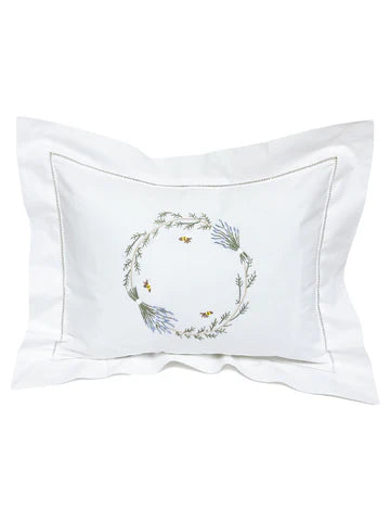Boudoir Pillow Cover, Embroidered with Hem Stitch