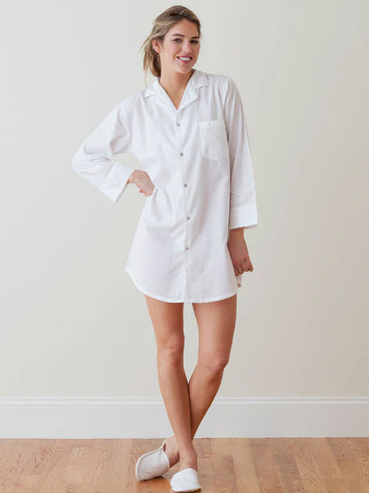 Ginny White Cotton Nightshirt