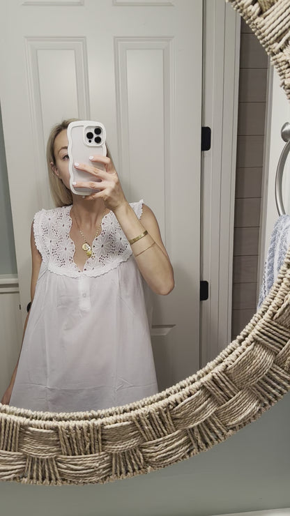 Eloise White Cotton Nightgown