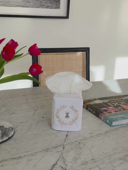 Tissue Box Cover, Embroidered Bees