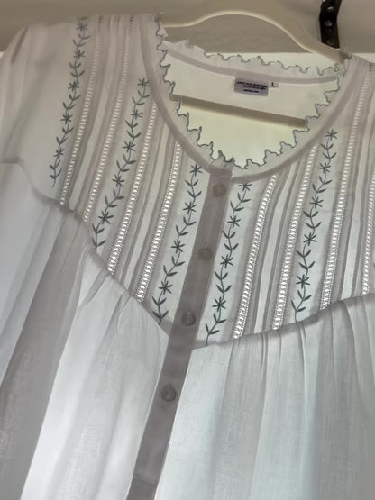 Emily White Cotton Nightgown