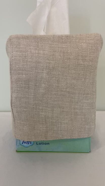 Tissue Box Cover - Natural Linen, Square Opening, No Embroidery