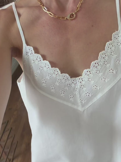 Celine White Cotton Nightgown