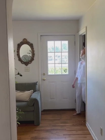 Caroline White Cotton Pajamas, Embroidered