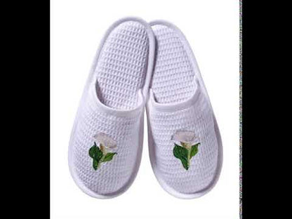 Slippers, Waffle Weave, Calla Lily (White)