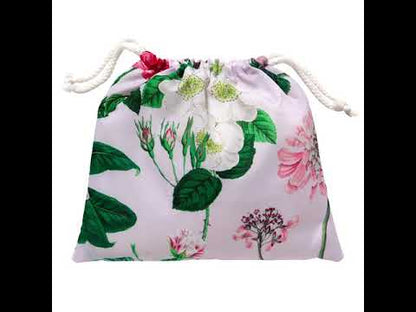 Cosmetic Bag (Medium), Peony Design (Black)