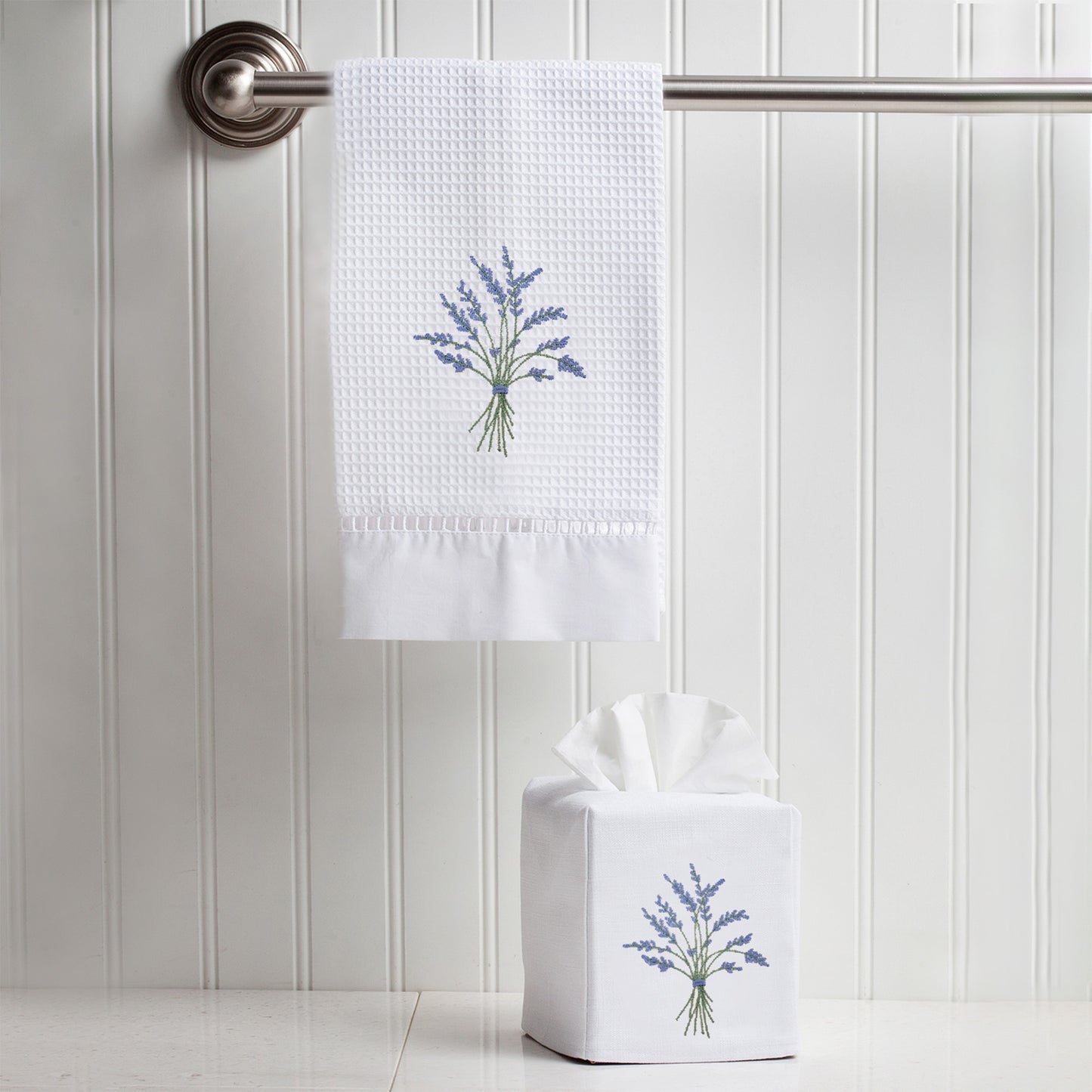 Guest Towel, Waffle Weave, Blue Heather (Blue)
