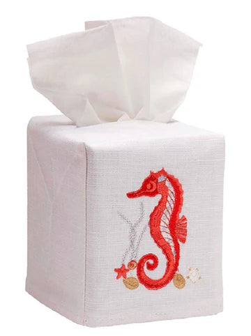 Tissue Box Cover, Embroidered Shell Collection