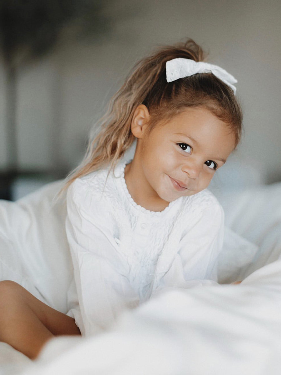 Sophia White Cotton Dress, Smocked