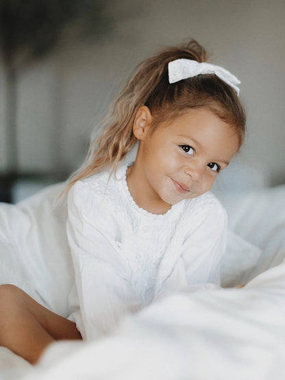Sophia White Cotton Dress, Smocked