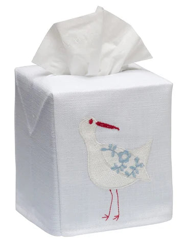 Tissue Box Cover, Embroidered Sea Life