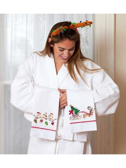 15% Off Holiday Embroidered Towels & Tissue Box Cover