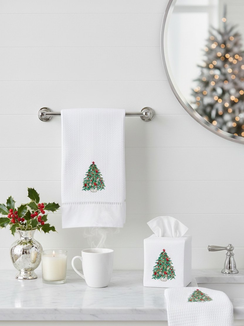 Christmas Tree Bundle – 2 Towels and 1 Tissue Box Cover