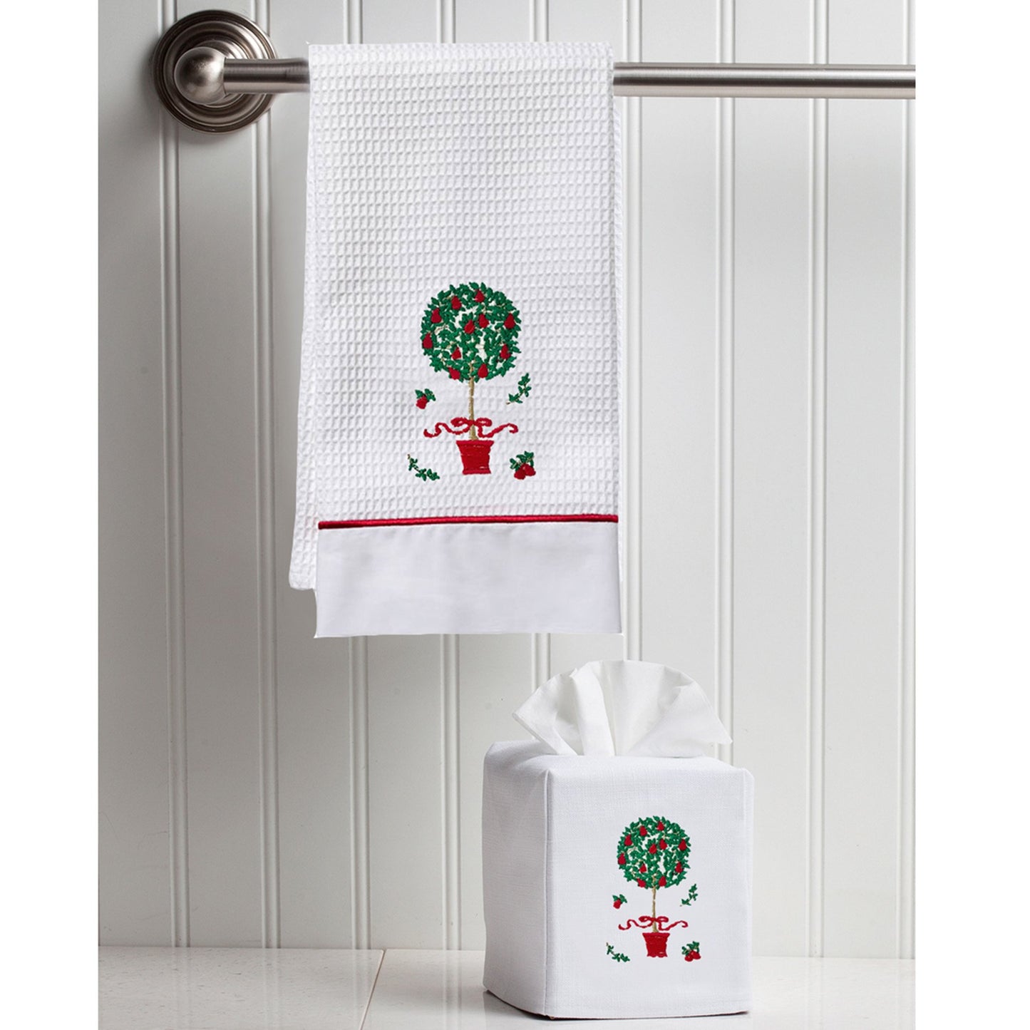 15% Off Holiday Embroidered Towels & Tissue Box Cover