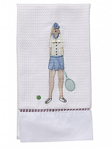 Guest Towel, Ladder Lace, Embroidered People