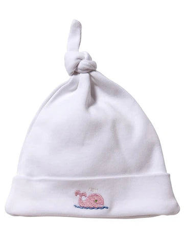 Knotted Baby Hat, Combed Cotton, Embroidered