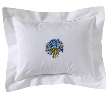 Boudoir Pillow Cover, Embroidered with Hem Stitch